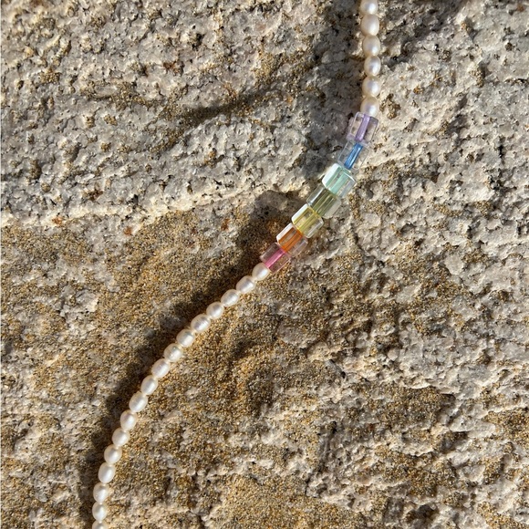 FRESHWATER PEARL RAINBOW CHOKER NECKLACE - Picture 2 of 3